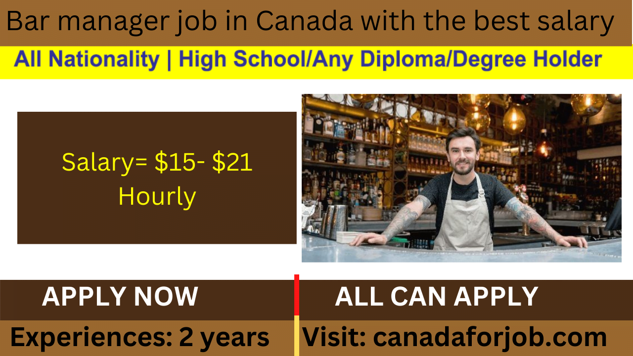 Bar manager job in Canada