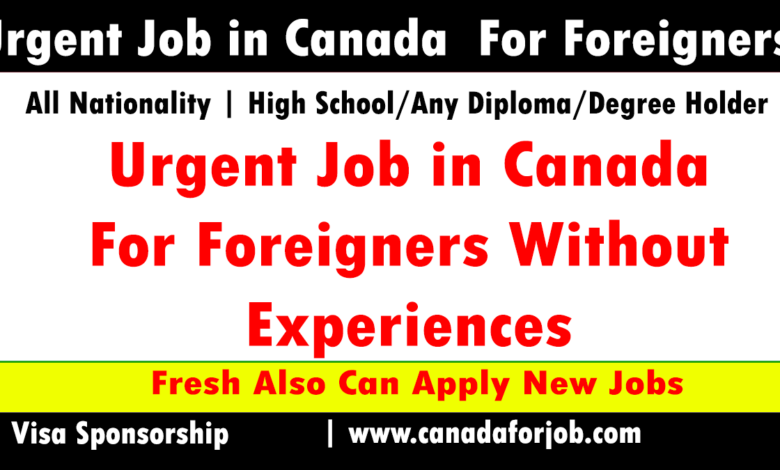 Urgent Job in Canada For Foreigners Without Experiences 2023-2024
